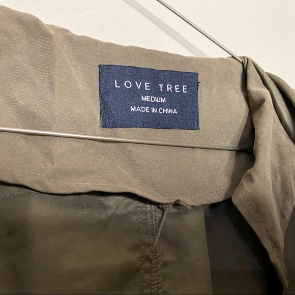 Love Tree Trench Coat Hoodie Olive Green Medium - Picture 4 of 7